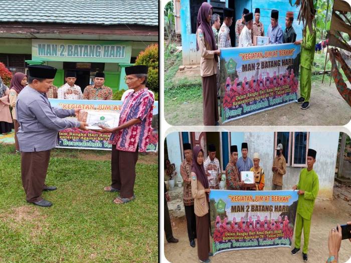 HAB Kemenag RI Ke-76, MAN 2 Batang Hari Berikan Bantuan Sembako Kepada Masyarakat kurang mampu dan Anak Yatim Piatu